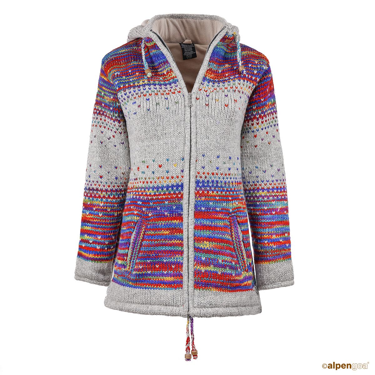 Wolljacke Maxima Regenbogen Hellgrau Vorderseite